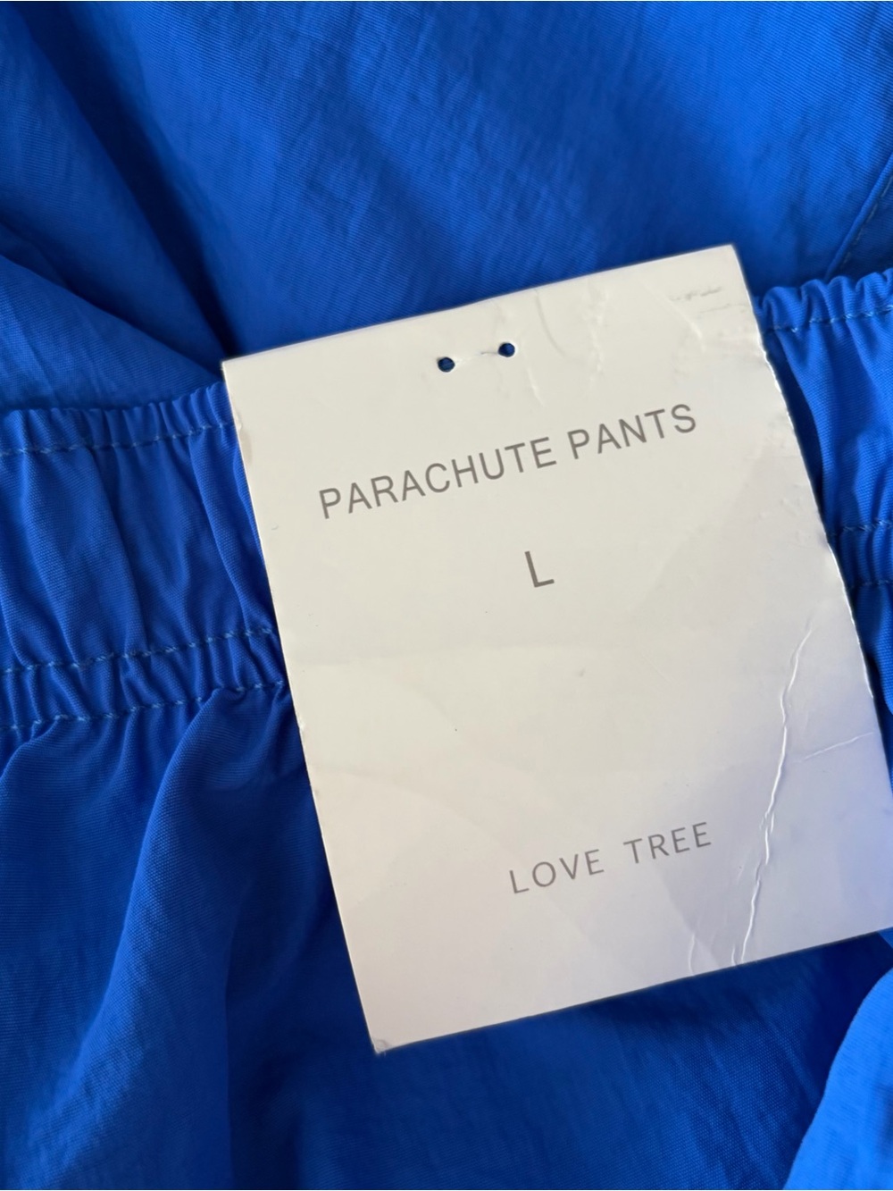 NWT Love Tree Royal Blue Elastic-Waist Parachute Pants  size L - Picture 8 of 9
